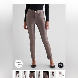 NWOT - Express Super High Rise Skinny Metallic Coated Jeans - Sz 12R